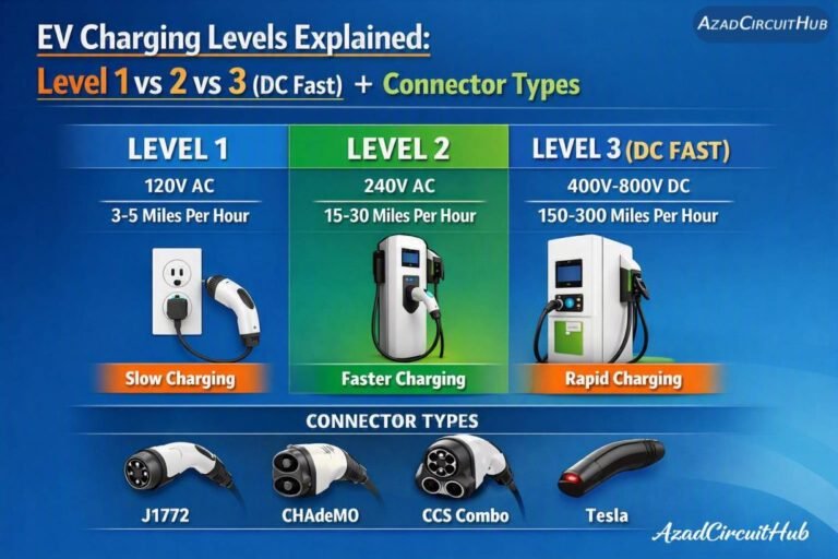 EV Charging Levels Explained Level 1 vs 2 vs 3 (DC Fast) + Connector Types