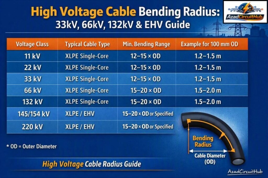 High Voltage Cable Bending Radius 33kV, 66kV, 132kV & EHV Guide