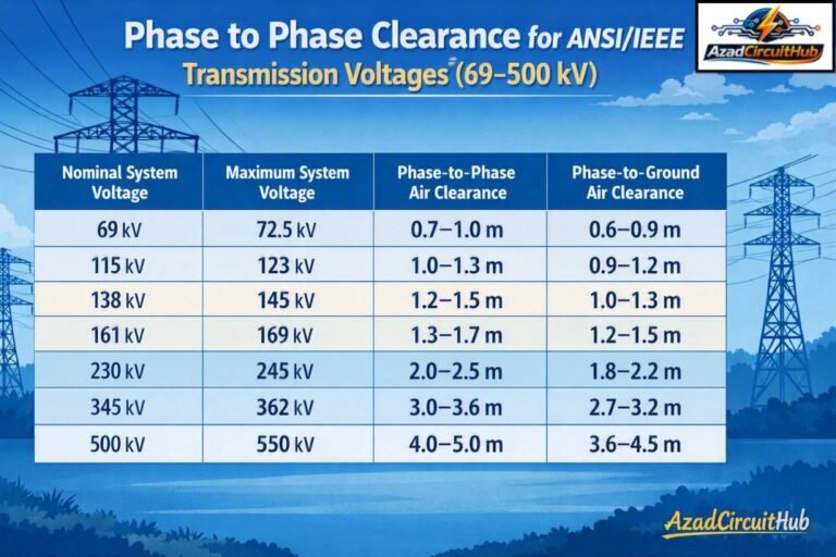Phase to Phase Clearance for ANSI/IEEE Transmission Voltages (69-500 kV) 1 Phase to Phase Clearance for ANSIIEEE Transmission Voltages (69-500 kV)