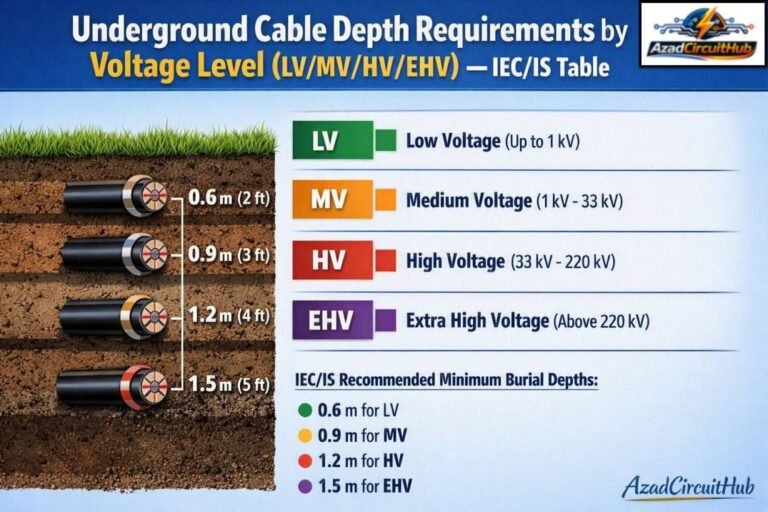 Underground Cable Depth Requirements by Voltage Level (LVMVHVEHV) — IECIS Table