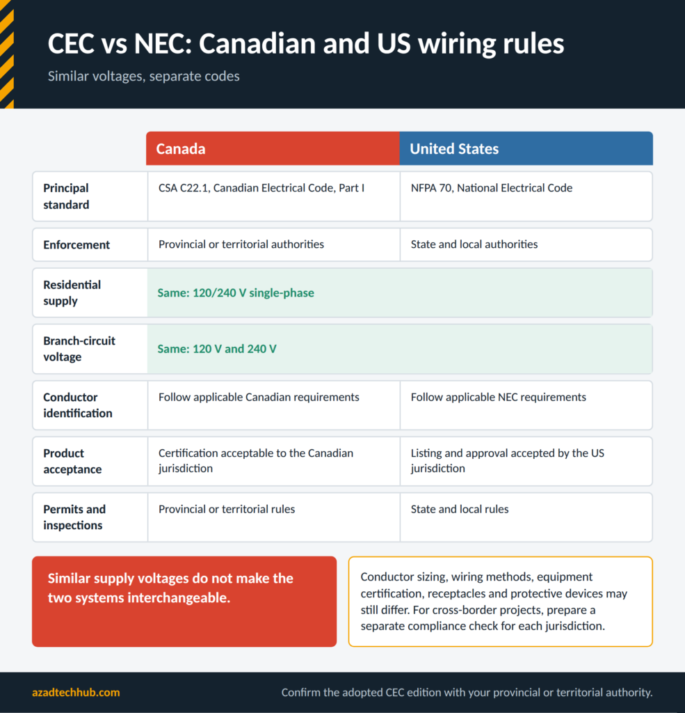 Home Wiring as per CEC / CSA C22.1: Complete Canadian Code Guide 2 Comparison of the Canadian Electrical Code CSA C22.1 and the US NEC for residential wiring
