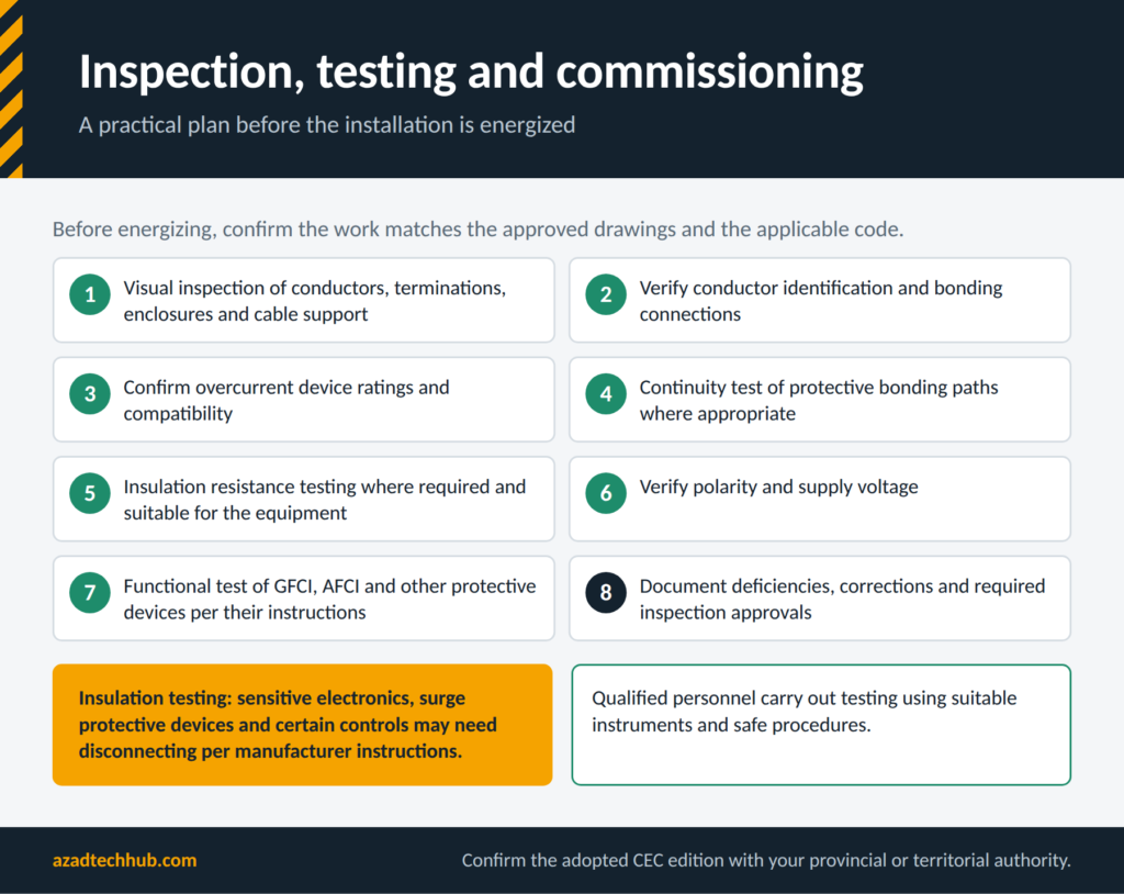 Home Wiring as per CEC / CSA C22.1: Complete Canadian Code Guide 9 Eight-step inspection and testing plan before energizing a Canadian residential installation