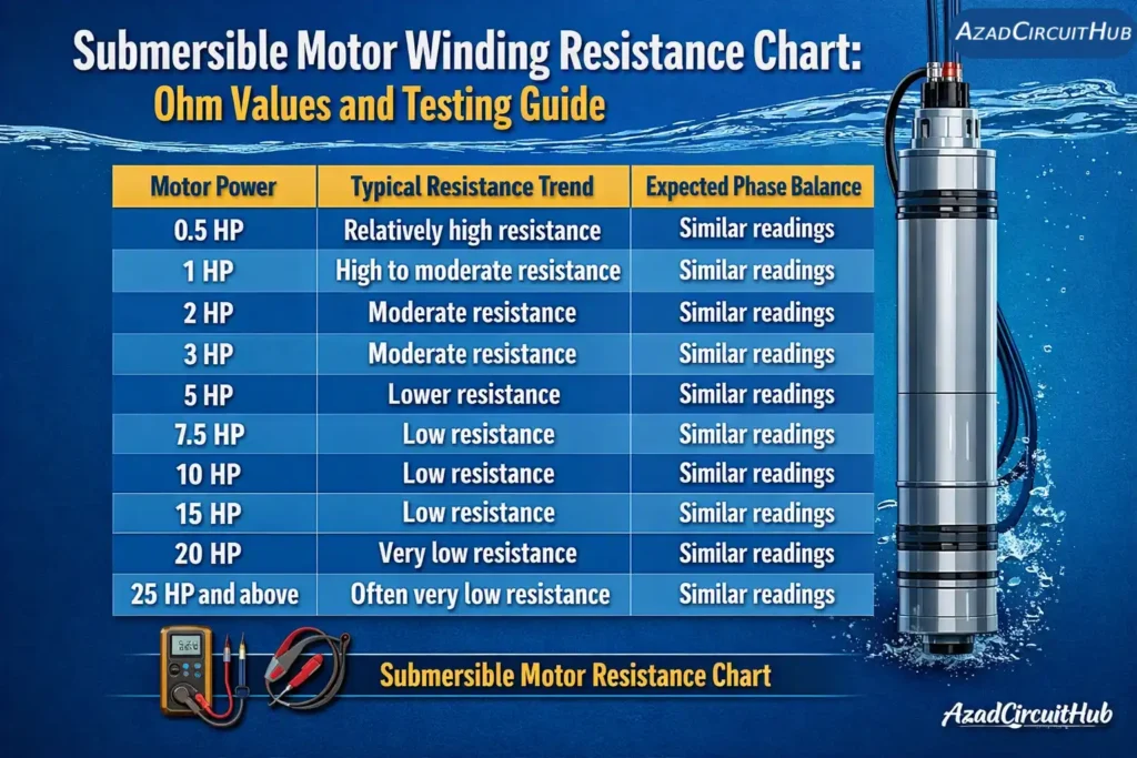 Submersible Motor Winding Resistance Chart: Ohm Values and Testing Guide 1 Submersible Motor Winding Resistance Chart Ohm Values and Testing Guide