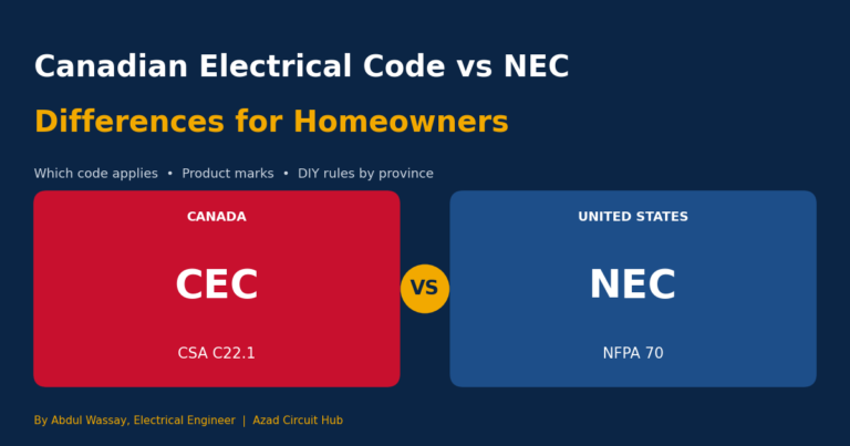 Canadian Electrical Code vs NEC Differences for Homeowners 16 canadian electrical code vs nec differences for homeowners, CEC CSA C22.1 versus NEC NFPA 70 comparison.