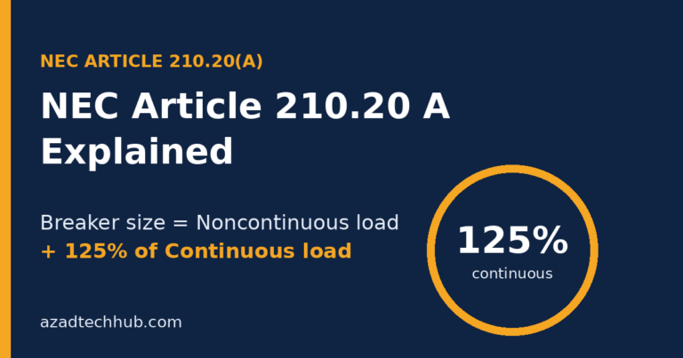 NEC Article 210.20 A explained, 125% continuous load rule