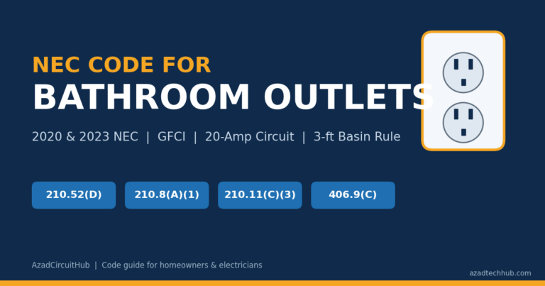 NEC Code for Bathroom Outlets: 2023 GFCI & Placement Rules 1 NEC code for bathroom outlets featured image