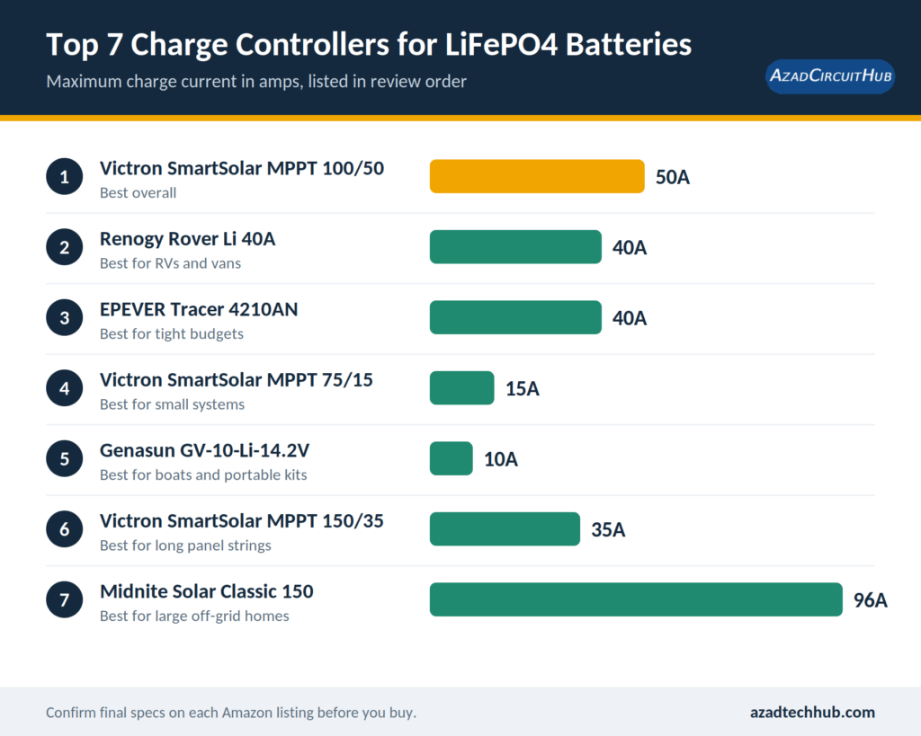Best Solar Charge Controller for LiFePO4 Batteries: Top 7 Picks 1 best solar charge controller for lifepo4 batteries top 7 compared by charge current